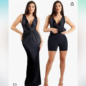 Shaping bodycon dress black tie formal wedding guest dress